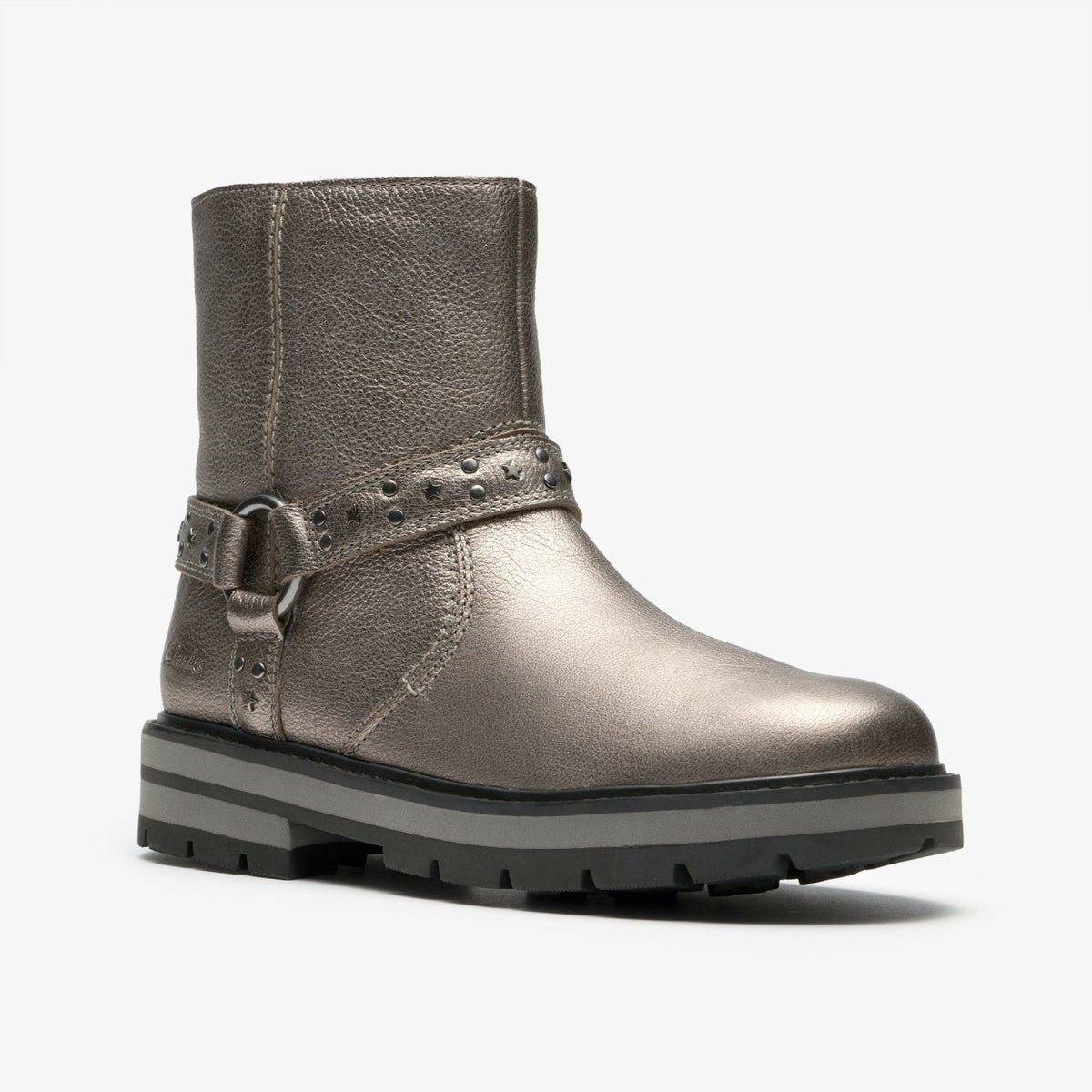 Clarks Sale / Prague Shine Kid Pewter Metallic