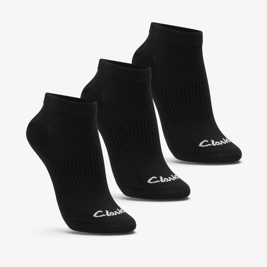 Clarks Smart Buy / Ankle Socks 3 Pack Size 2-8 Black Black
