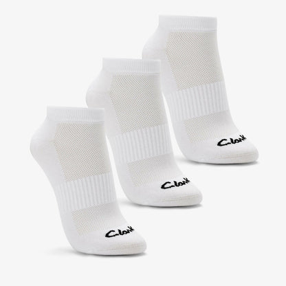 Clarks Smart Buy / Sports Ankle Socks 3 Pack Size 2-8 White